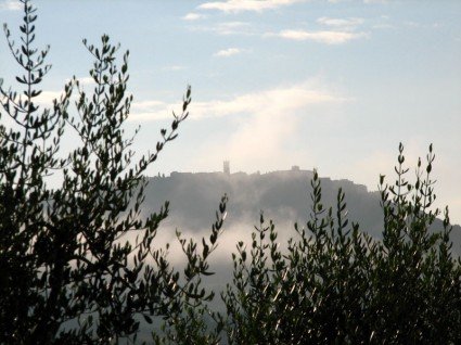 The village in the morning mist