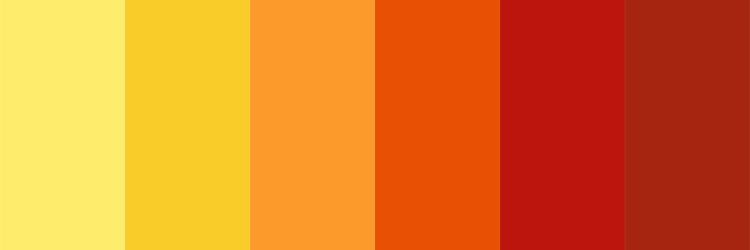 yellow, orange, red