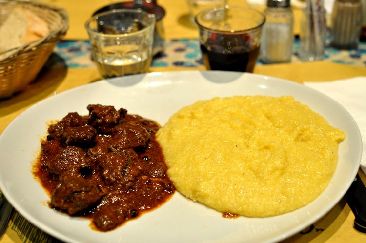 polenta with wild boar stew