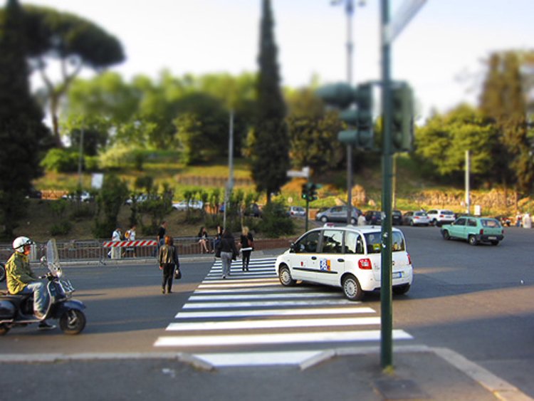 crossing the street in Italy